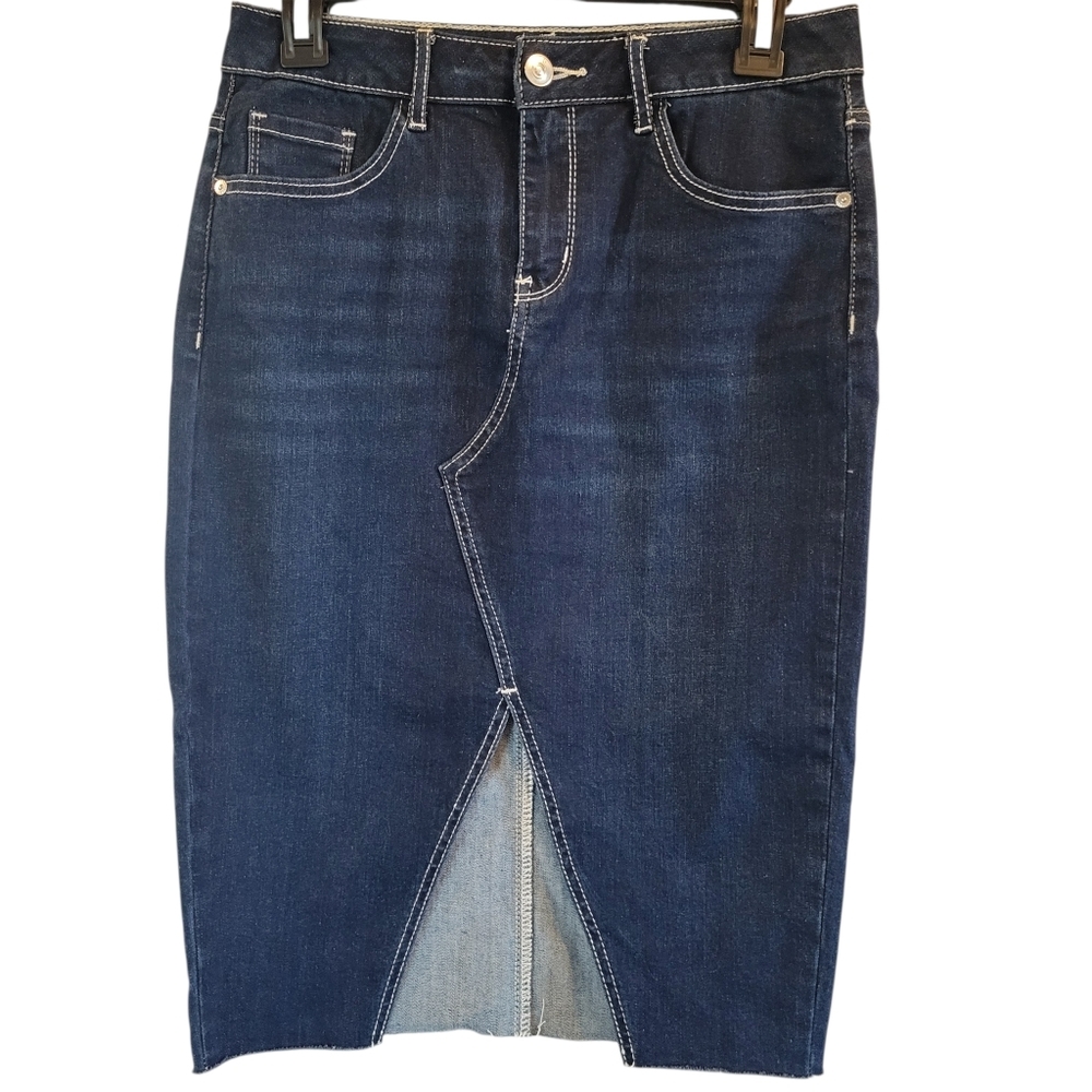Dex Dark Wash Stretch Denim Pencil Skirt